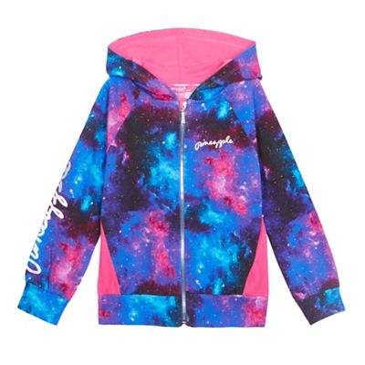 Girls' pink space dye zip-up hoodie